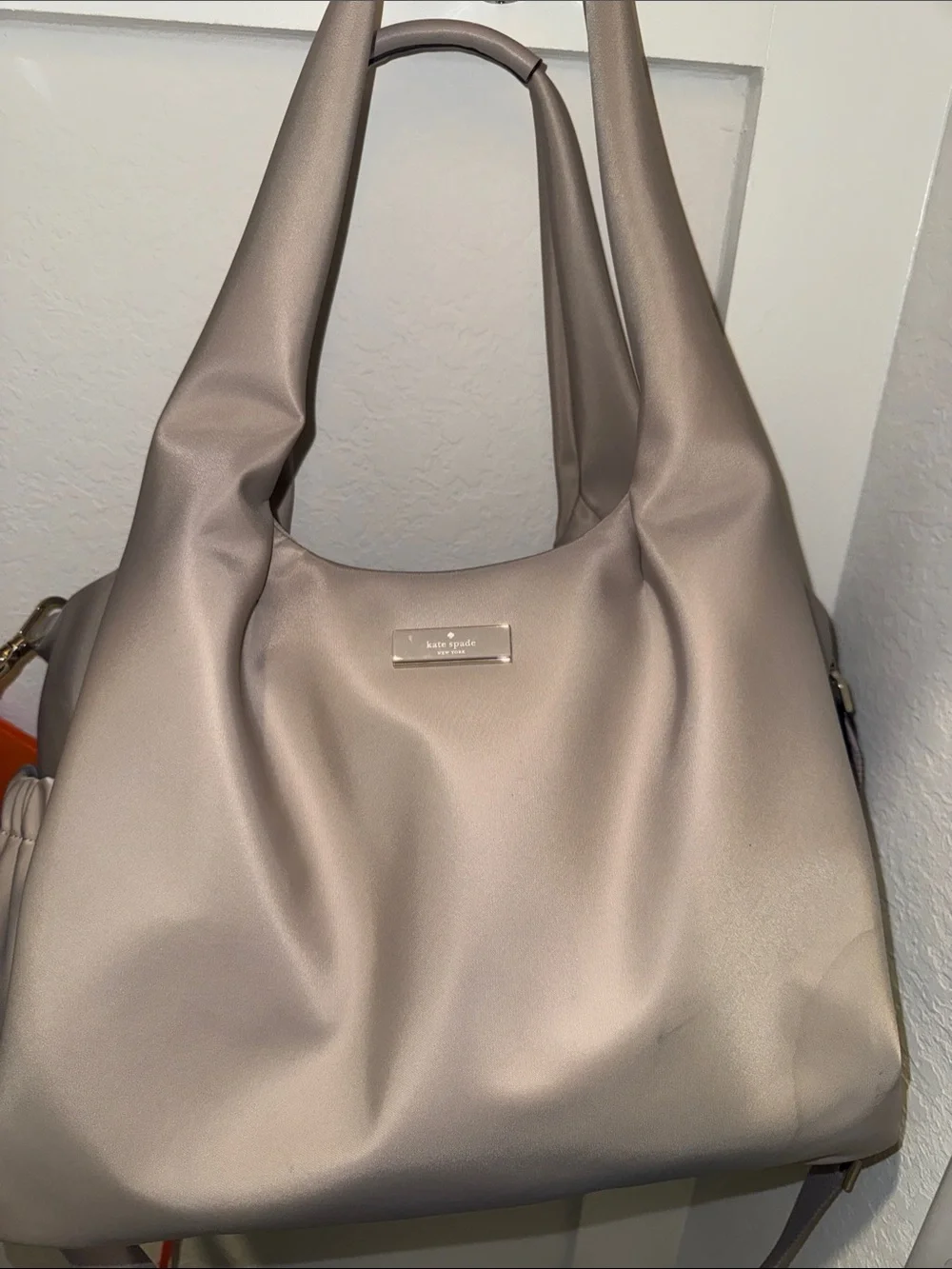 kate spade soft taupe diaper bag